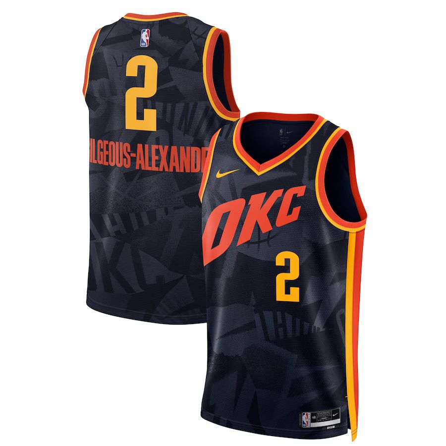 Men Oklahoma City Thunder #2 Shai Gilgeous-Alexander Nike Navy City Edition 2023-24 Swingman NBA Jersey->oklahoma city thunder->NBA Jersey